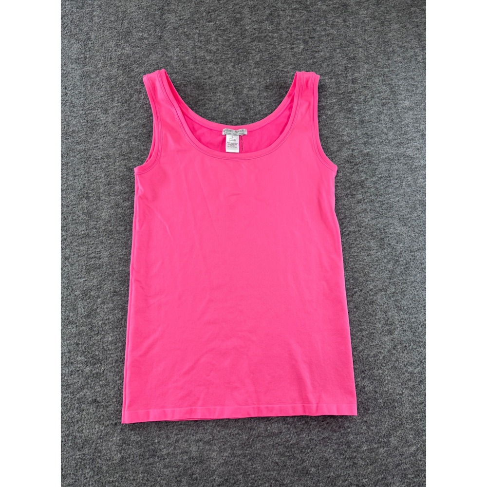 Alberto Makali Womens Large Neon Pink Scoop Neck Sleeveless Stretch Tank Top